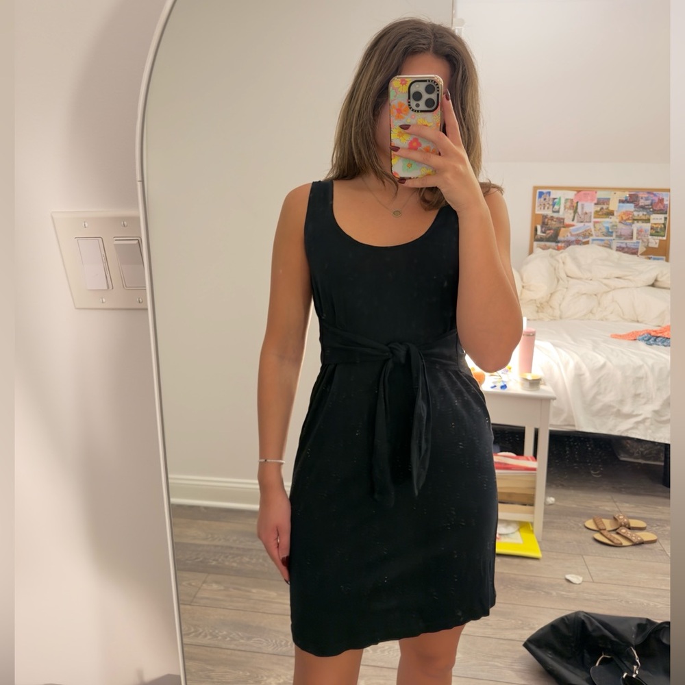 J.CREW Cotton Black Dress With Tie